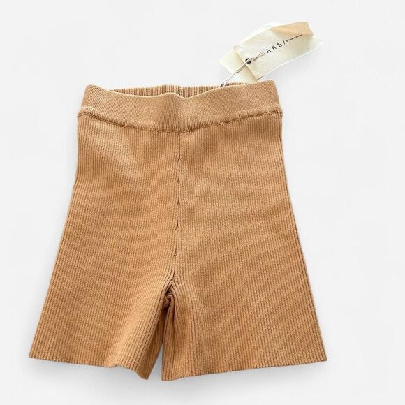 NEW Bare Charlie Holiday Caramel Tan organic cotton ribbed knit Bike Shorts S - Picture 2 of 8